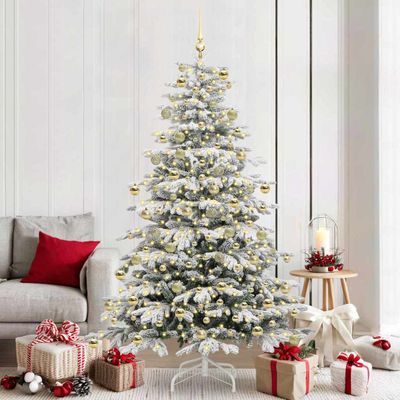 vidaXL Umelý Sklápací Vianočný Stromček Biela 210 cm PE a PVC