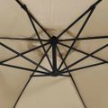vidaXL Závesný záhradný slnečník s LED, oceľová tyč 300 cm, sivohnedý