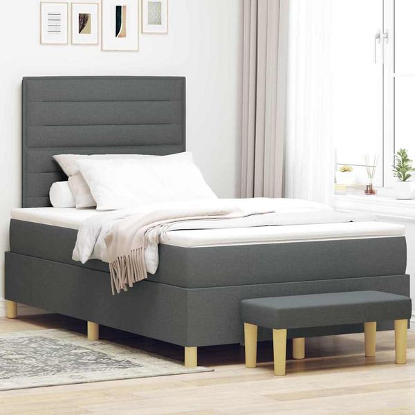 vidaXL Posteľ s pružinovým rámom Tmavo šedá 200 x 120 cm látka