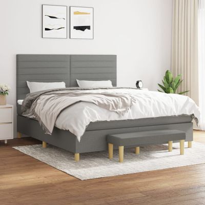 vidaXL Boxspring posteľ s matracom tmavosivá 180x200 cm látka