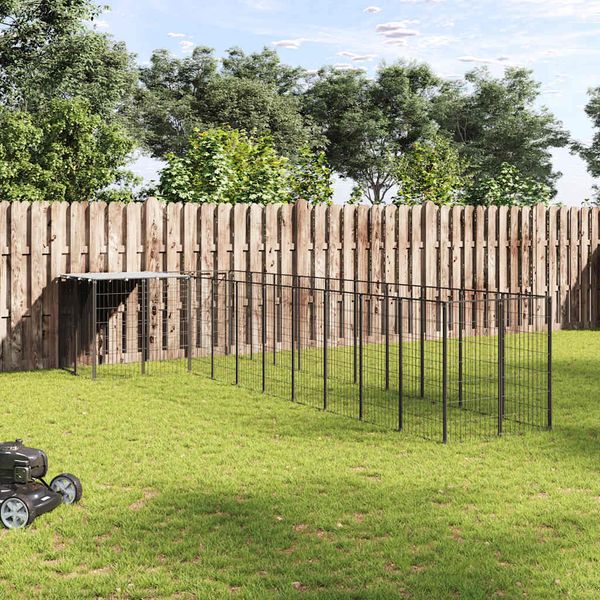 vidaXL Koterec pre psy čierny 7,26 m² oceľ