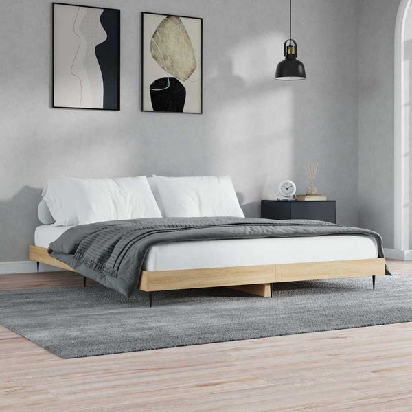 VidaXL Rám postele bez matraca Dub Sonoma 200x200 cm Konštrukcia dreva