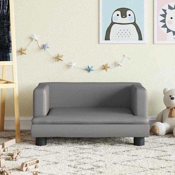 vidaXL Detská pohovka sivá 60x40x30 cm umelá koža