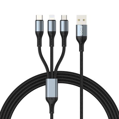 BWOO 3-v-1 Kábel USB - USB-C, Lightning, Micro USB 1m 3A X274 čierny