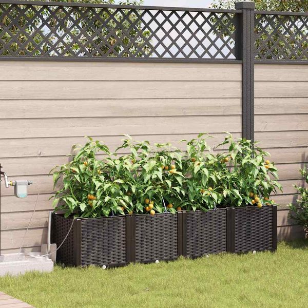 vidaXL Záhradný kvetináč 4 pcs Hnedá 160 x 40 x 37,5 cm Plast