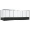 vidaXL Voliéra s nadstavcom strieborná 625x207x212 cm oceľ
