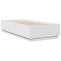 vidaXL Posteľný rám s LED svetlami biely 90x200 cm kompozitné drevo