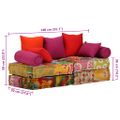 vidaXL 2-miestna modulárna taburetka, patchwork, látka