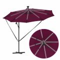 vidaXL Slnečník 294 x 294 x 248 cm Polyester a hliník Bordeaux červená