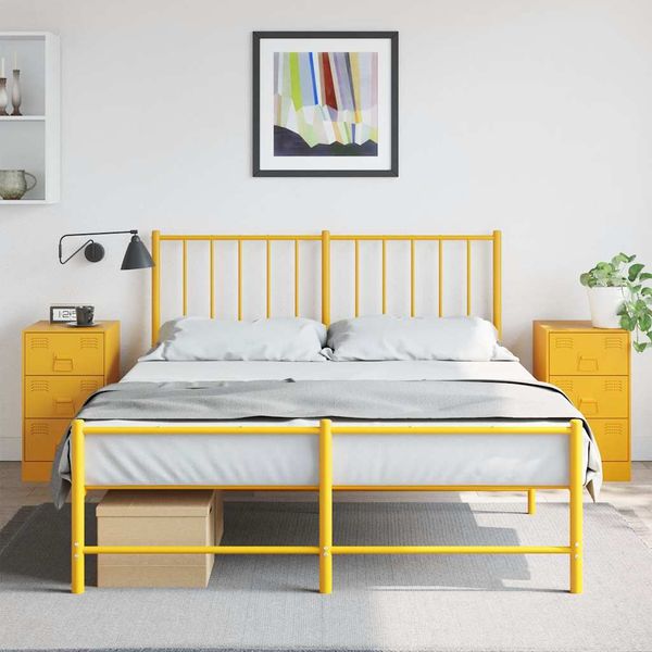 vidaXL Nočné stolíky 2 ks horčicovo-žlté 34,5x39x62 cm oceľ