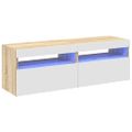 vidaXL TV skrinky s LED svetlami 2 ks biele a dub sonoma 60x35x40 cm