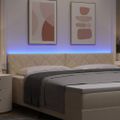 vidaXL LED hlavová doska Krémová látka