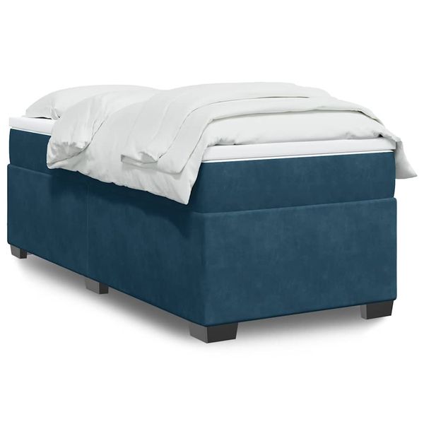 vidaXL Posteľný rám boxsping s matracom tmavomodrý 90x190 cm zamat