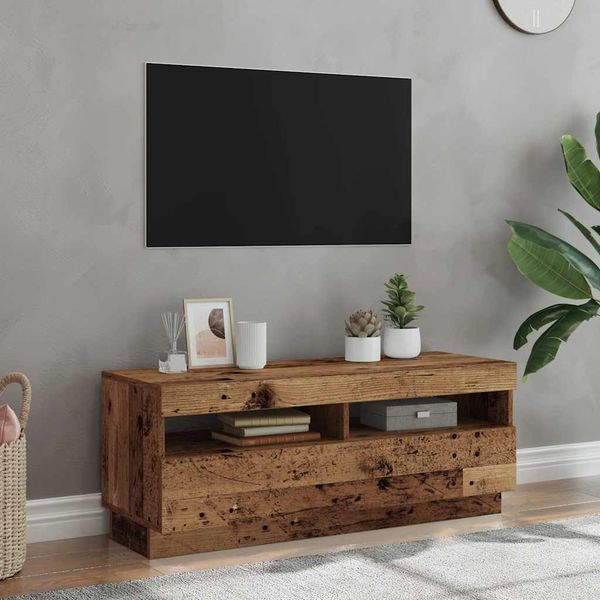 vidaXL TV skrinka s LED staré drevo 100x35x40 cm kompozitné drevo