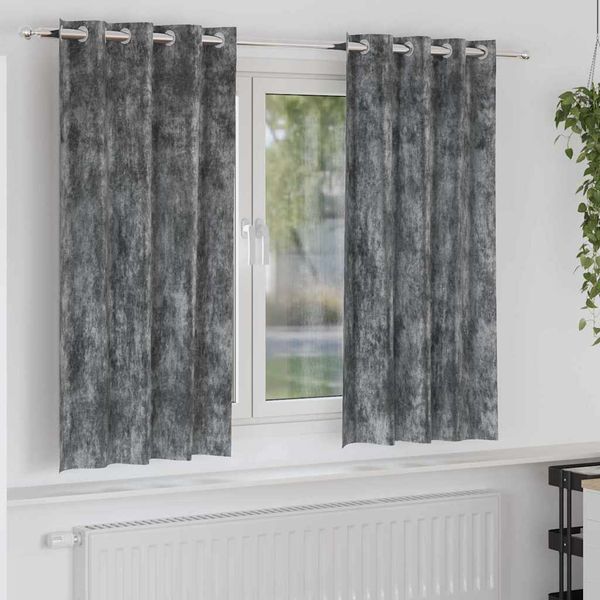 vidaXL Sametové závesy so záclonami 2 pcs Sivá 175 x 140 cm Zamat