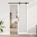 vidaXL Posuvné dvere Biela 78 x 232 cm Masívne borovicové drevo a sklo