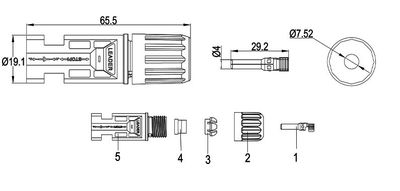 Konektor MC4 samec-male pre 4mm a 6mm FVE Konektor MC4 samec-male pro 4mm a 6mm FVE