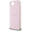 Guess HC MagSafe PU Grained Gold Ring case for iPhone 16e Pink