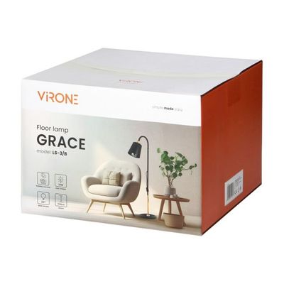 Stojacia lampa Orno Virone GRACE LS-3/B, E27, max.18W, čierna