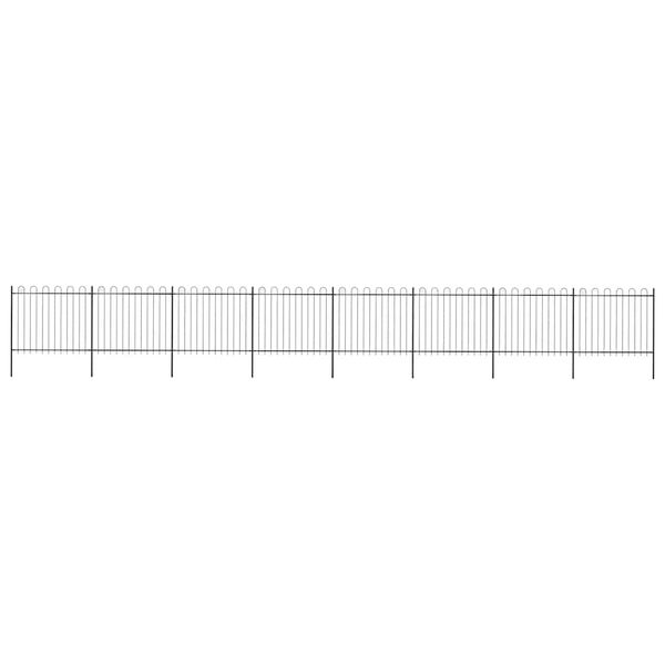 vidaXL Záhradný plot s oblúkom navrchu, oceľový 1426x150 cm, čierny