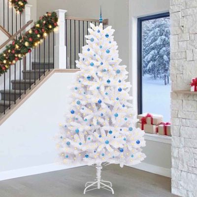 vidaXL Umelý Sklápací Vianočný Stromček Biela 270 cm PVC a oceľ