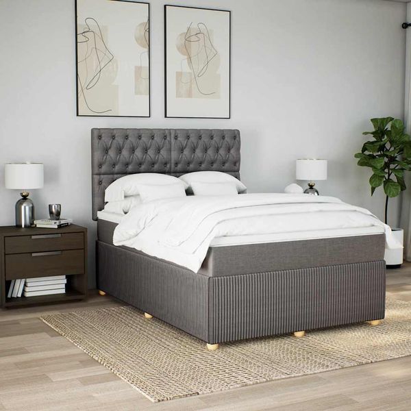 vidaXL Posteľný rám boxspring s matracom sivohned 160x200 cm látka