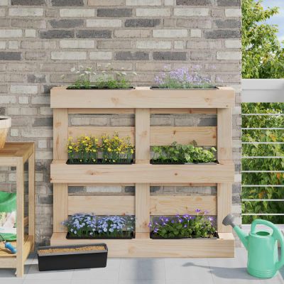 vidaXL Kvetinové boxy pre euro palety 12 pcs Čierna 36 x 13,5 x 9,5 cm