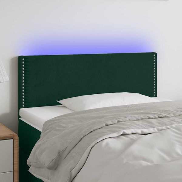 vidaXL Čelo postele s LED tmavozelené 80x5x78/88 cm zamat