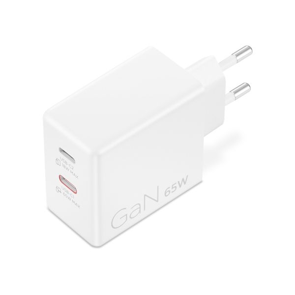 Lenovo Dual USB-C 65W GaN Charger, white