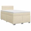 vidaXL Posteľ boxspring s matracom Krémová 120 x 200 cm Látka