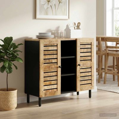 vidaXL Úložné skrine Prírodná 90 x 33 x 75 cm Masívne mango drevo