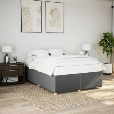 vidaXL Posteľ bez matraca tmavosivá 160x200 cm látka