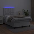vidaXL Boxspring posteľ s matracom a LED biela 120x200 cm umelá koža