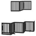 vidaXL Brána pre psa s dvere sklad. 15pan. čierna 750cm topoľové drevo