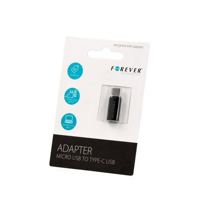 Adaptér Forever microUSB – USB-C čierny