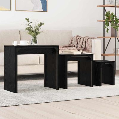 vidaXL Konferenčný stolík 3 pcs Čierny dub Kompozitné drevo