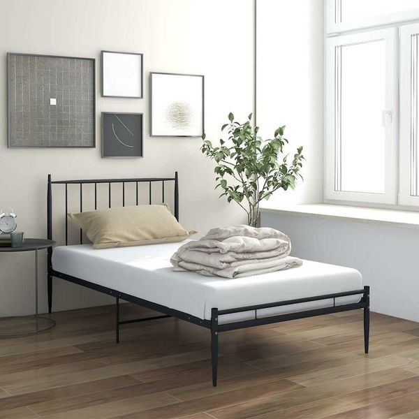 vidaXL Posteľný rám čierny kov 90x200 cm