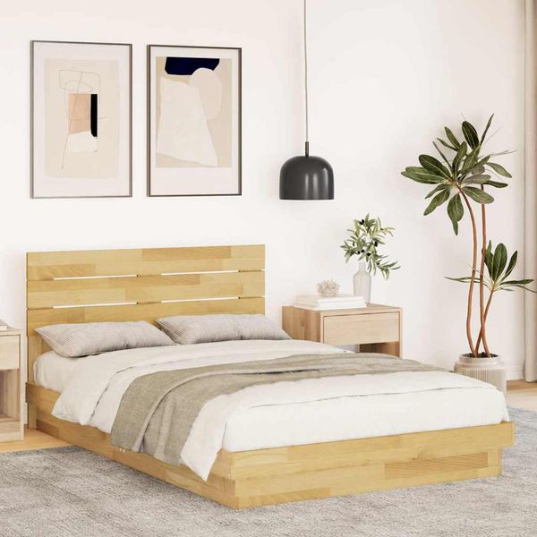 VidaXL Rám postele s čelom bez matraca 120x200cm Dub z masívneho dreva