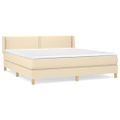vidaXL Posteľný rám boxspring s matracom krémový 180x200 cm látka