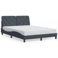 vidaXL Rám postele s LED bez matraca tmavosivý 140x190 cm zamat