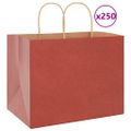 vidaXL Papierové tašky 250 ks s rúčkami, červené, 32x22x24 cm