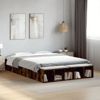 vidaXL Posteľný rám dymový dub 160x200 cm kompozitné drevo