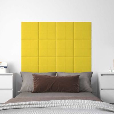 vidaXL Nástenné panely 12 ks bledožlté 30x30 cm látka 1,08 m²