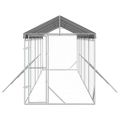 vidaXL Vonkajší koterec pre psov so strechou striebor. 2x10x2,5m oceľ