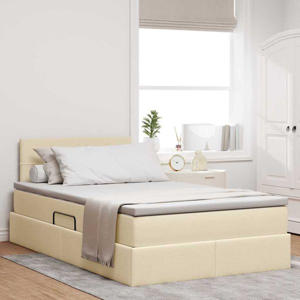 vidaXL Postel s úložným prostorem a matrací Krémová 120 x 200 cm