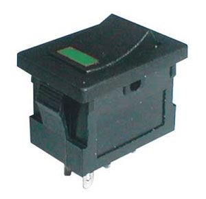 Prepínač kolískový     2pol./4pin  ON-OFF 250V/3A LED zelený