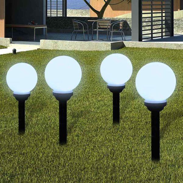 vidaXL Vonkajšie osvetlenie chodníka 4 ks, LED 15 cm, s hrotom