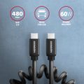 AXAGON BUCM-CM20TB, TWISTER kábel USB-C <-> USB-C, 1.1m, USB 2.0, PD 60W 3A, ALU, tpe, čierny