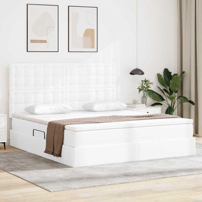 vidaXL Úložná posteľ s úložiskom Čistá biela 160 x 200 cm Umelá koža