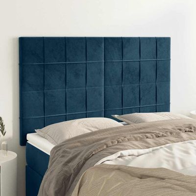 vidaXL Čelo postele tmavomodré 144x5x118/128 cm zamatové